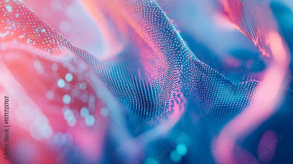Aufkleber abstract background with flowing, colorful particles forming waves and patterns.