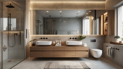 Contemporary bathroom design with modern fixtures and decor