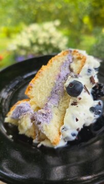 Tort kawałek jagody krem biszkopt