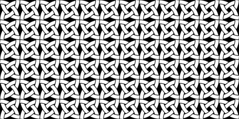 Seamless geometric weave pattern. Black and white abstract background with lines.
