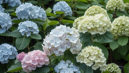 Dutch hydrangea nursery with vibrant blooming flowers