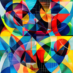 Obraz premium Vibrant Abstract Digital Art with Geometric Shapes and Patterns for Modern Web Design