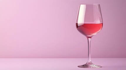Elegant glass of rose wine illuminated by soft light against a pastel background