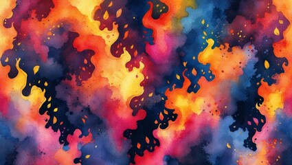 Fototapeta premium Fiery watercolor abstract background with vibrant hues