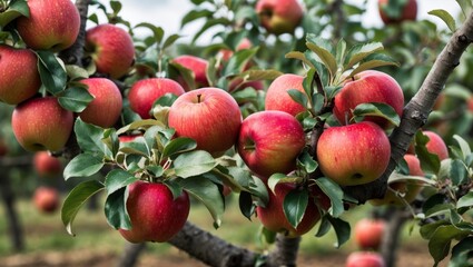 Obraz premium Fresh organic red apples ready for harvest