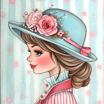 Cute cartton girl portrait illustration