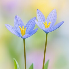 Fototapeta premium Stunning blue flowers bloom beautifully against a gentle background, symbolizing purity and serenity.