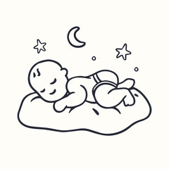 cute baby doodle sleeping illustration