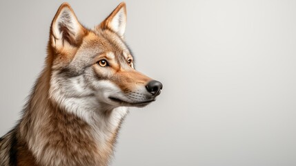Fototapeta premium Isolated view of a wolf with expressive gaze against a clean white backdrop