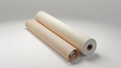 Mock up of wallpaper roll on white background