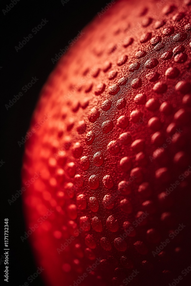 Poster Close-up of a textured red sphere's surface with dimpled pattern.