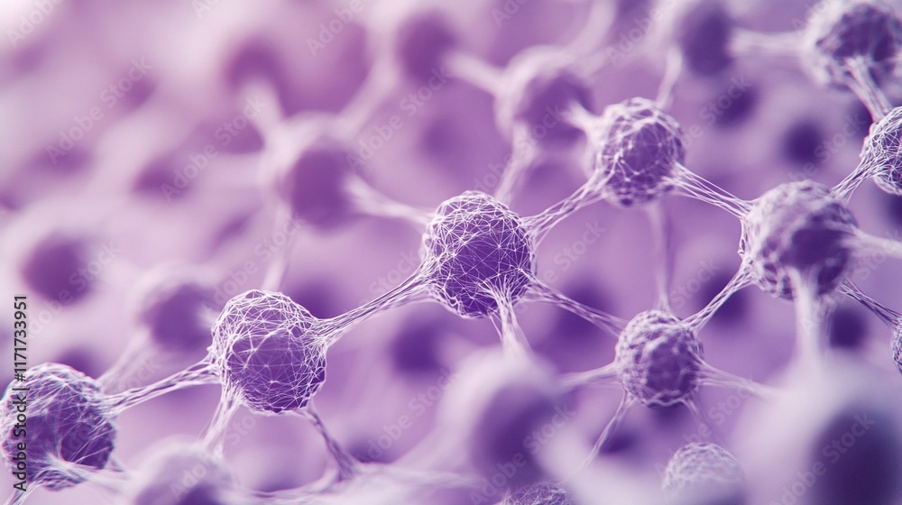 Aufkleber microscopic view of interconnected purple cells forming a network.