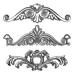 Greek decorative element flower, greek vector shape, stucco decoration, cartouche