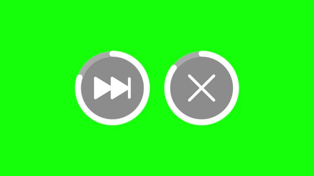Diagonal cross in a circle. Skipping an ad block reward in a mobile game. Shaped animation of waiting.