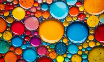 Colorful, circular, liquid forms, abstract pattern.