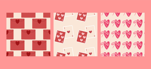 seamless pattern with love letters for valentines day, flat vector illustration, perfect for your holiday background, textile, greeting card, wrapping