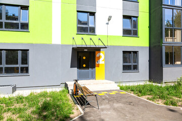 Entrance doors to a new apartment building