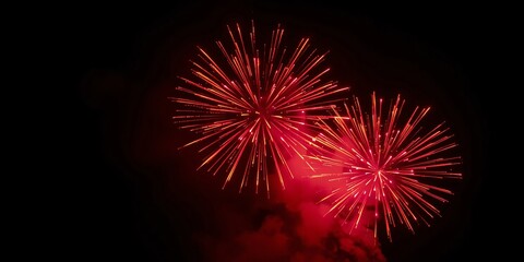 Fototapeta premium Golden Fireworks - Countdown To Midnight - Abstract Defocused Background. 2025 New Year’s Eve Countdown Fireworks 