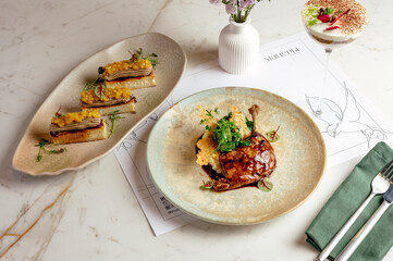 food on a plate. food from the restaurant. photos for the menu