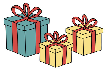 Four types of gift different color with white background