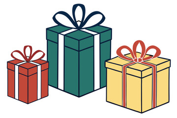 Four types of gift different color with white background