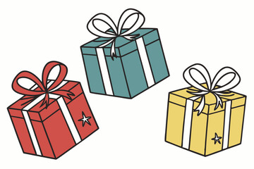 Four types of gift different color with white background