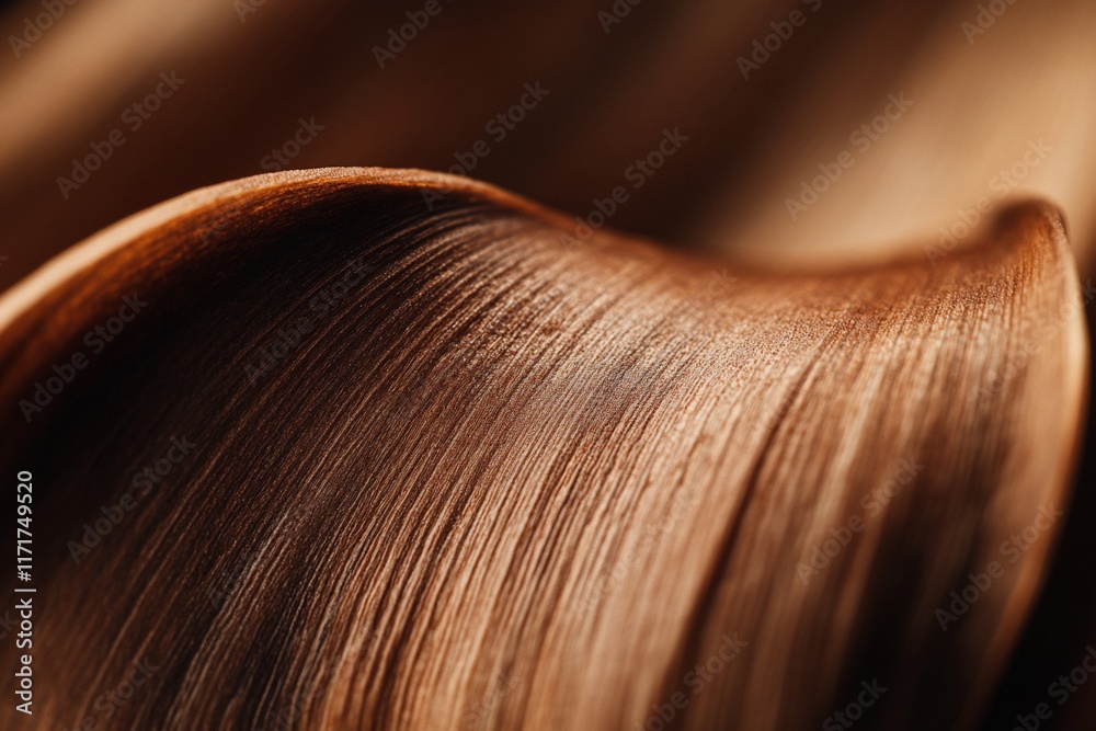 Poster close-up of a swirling, textured, brown, organic material with visible lines and curves.