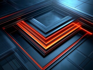 Obraz premium Abstract Geometric Design With Neon Orange Accents