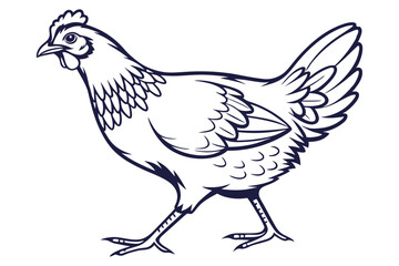 Generate a Hen silhouette vector art , clear and smooth line , with white background