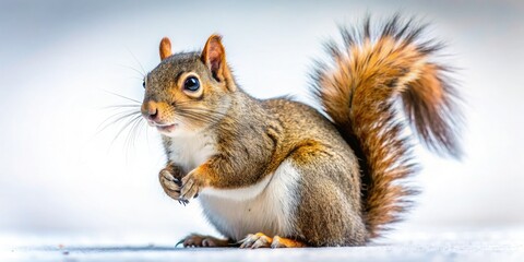 Fototapeta premium Adorable squirrel, minimalist portrait. Simple background, showcasing nature's charm.