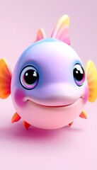 Fototapeta premium Cute 3D Cartoon Fish with Big Eyes