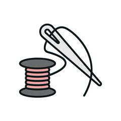 Needle and thread fashion tailor icon vector basic design