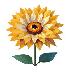 Bright Colorful Vector-Style Isolated Abstract Sunflower on Transparent Background | AI Generated image