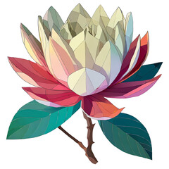 Bright Colorful Vector-Style Isolated Abstract Magnolia Flower on Transparent Background | AI Generated image