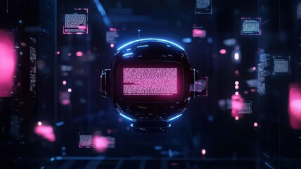 Obraz premium Message Cyberspace Concept. Digital sphere with glowing elements in a futuristic, tech-inspired environment.