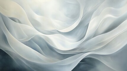Obraz premium Soft, flowing fabric in shades of white and blue. Serene and elegant.