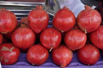 Red pomegranate in close up