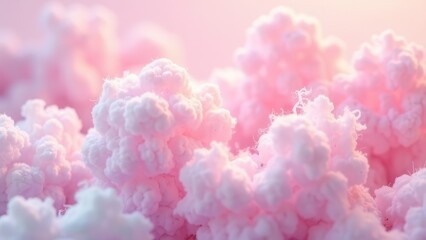 Fototapeta premium Pink clouds fill the sky at dusk creating a serene and dreamy atmosphere over a tranquil landscape. Generative AI