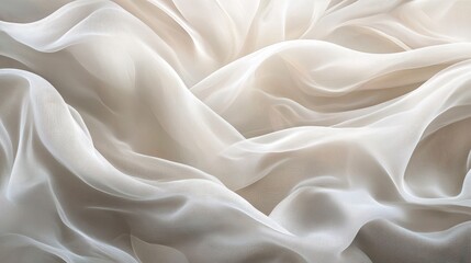 Obraz premium Soft, flowing ivory chiffon fabric. Elegant, luxurious texture.