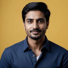 Obraz premium Portrait Photo of Pretty Handsome Man on Colorful Background, Face Portrait on Colorful Background