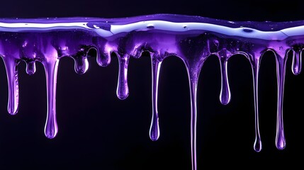 Naklejka premium Purple dripping liquid on black background