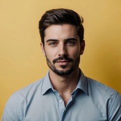 Obraz premium Portrait Photo of Pretty Handsome Man on Colorful Background, Face Portrait on Colorful Background