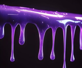 Purple dripping liquid on black background
