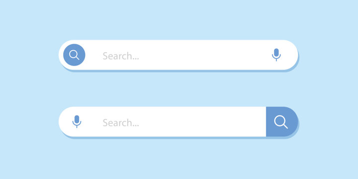Internet browser search bar frame. Search engine for UI UX design and web browser template. Collection of search box button address form and navigation bar elements.