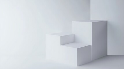 Abstract White Geometric Cuboid Display Structure
