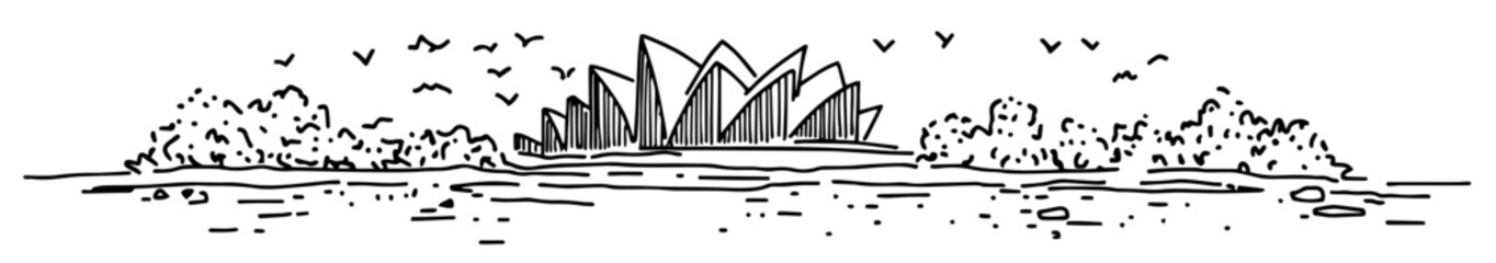 Opera Sydney doodle hatching vector sketch