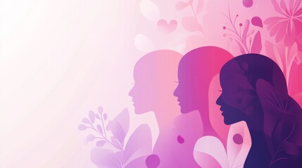 International Women's Day abstract background. Featuring pinks, purples, and whites. Celebrating gender equality and empowerment. Perfect for campaign graphics and event branding