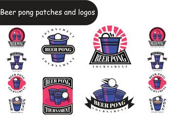 Beer pong patches and logos vector 