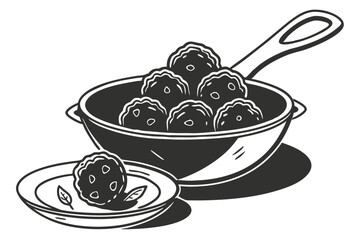 Meatballs silhouette  vector illustration isolated  on a white background