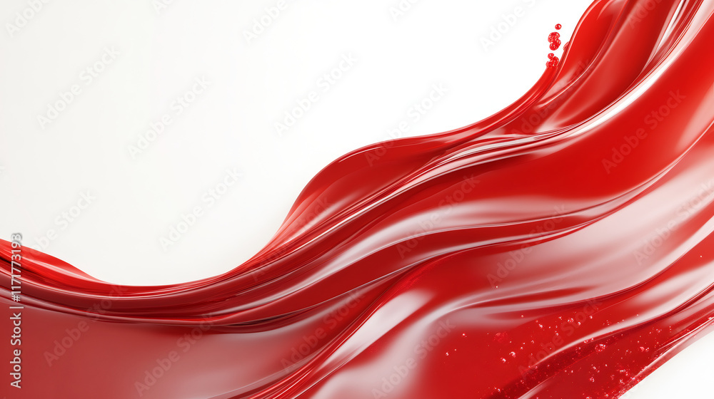Fototapete Red paint splashing dynamically, forming heart-inspired shape with fluid movement and passionate color